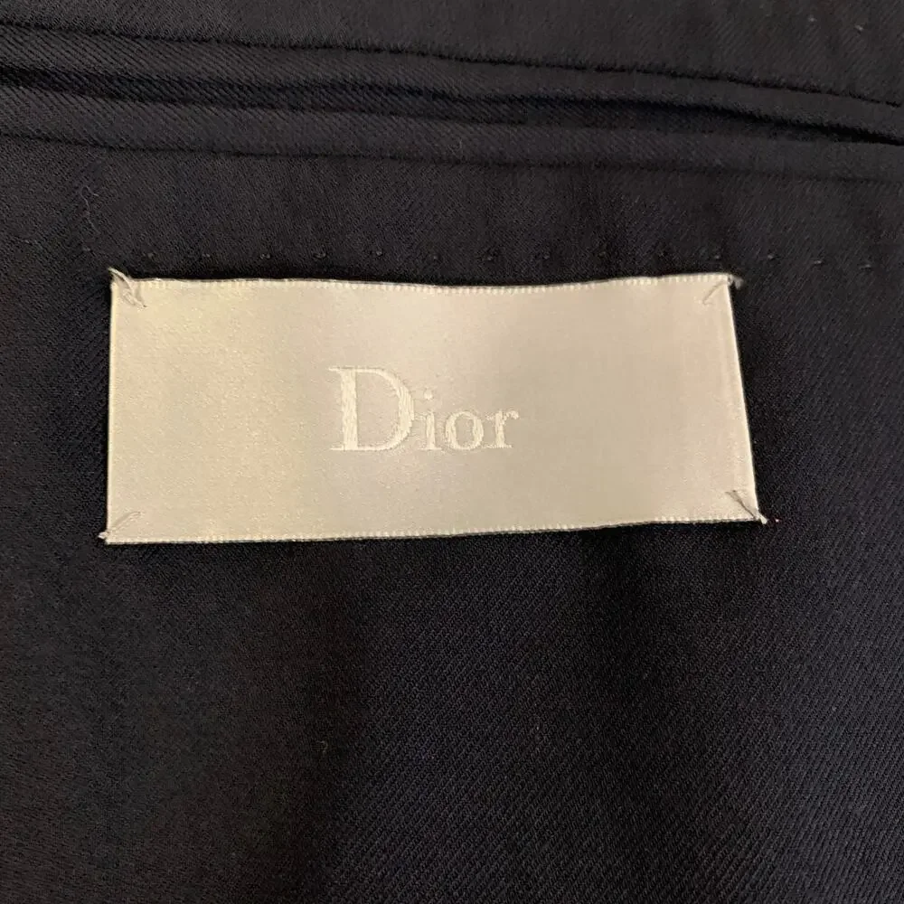 DIOR Chest Size 42 Navy Solid Cashmere Notch Lapel Sport Coat